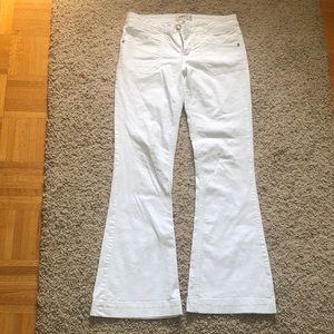 white flared jeans